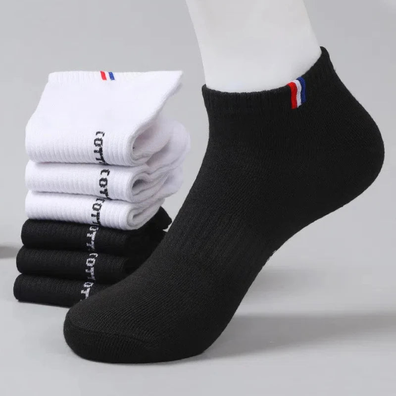 Men's Sports Socks – Breathable Black White Short Socks | Soft Comfortable Casual Pack - ZOOMNSTORE