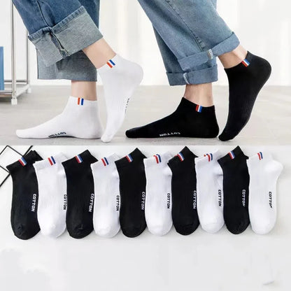 Men's Sports Socks – Breathable Black White Short Socks | Soft Comfortable Casual Pack - ZOOMNSTORE