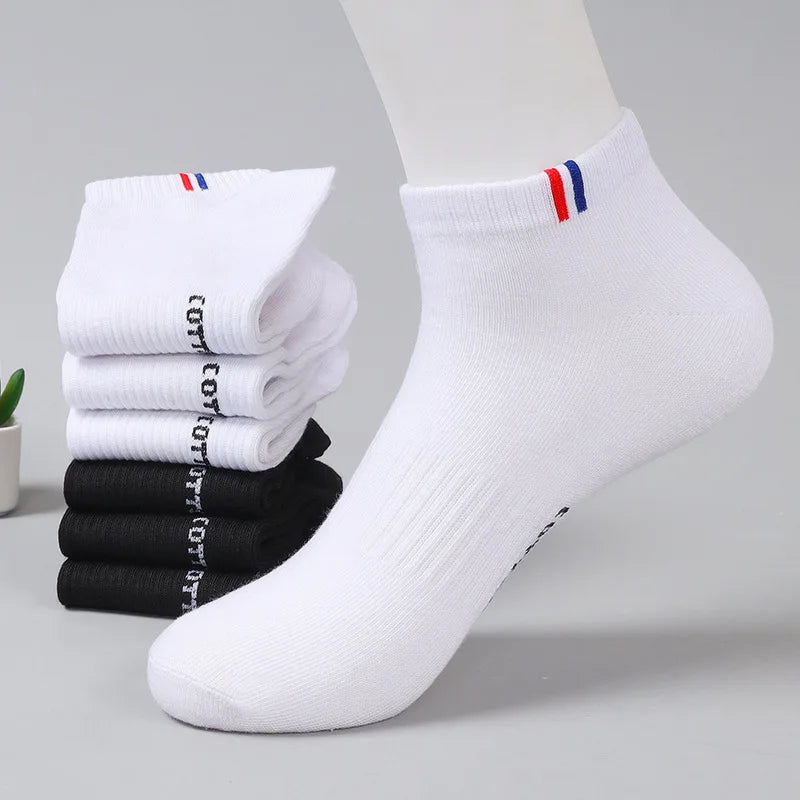 Men's Sports Socks – Breathable Black White Short Socks | Soft Comfortable Casual Pack - ZOOMNSTORE