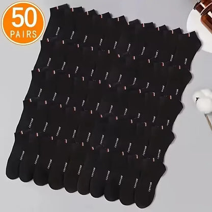 Men's Sports Socks – Breathable Black White Short Socks | Soft Comfortable Casual Pack - ZOOMNSTORE