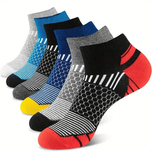 Mens Moisture-Wicking Short Sports Socks - Breathable Athletic Socks 6 Pairs - ZOOMNSTORE