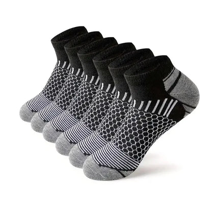 Mens Moisture-Wicking Short Sports Socks - Breathable Athletic Socks 6 Pairs - ZOOMNSTORE