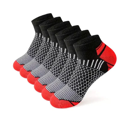 Mens Moisture-Wicking Short Sports Socks - Breathable Athletic Socks 6 Pairs - ZOOMNSTORE