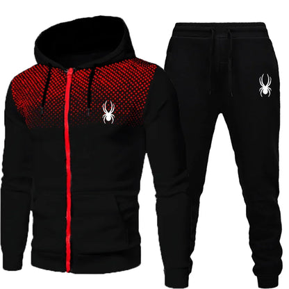 Men's Sportswear Suit – Two-Piece Jogging Outfit With Hooded Zipper Sweatshirt for Autumn Winter - ZOOMNSTORE