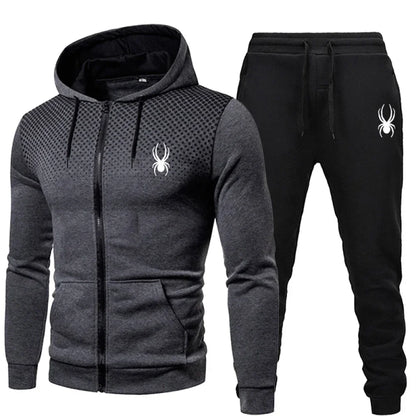 Men's Sportswear Suit – Two-Piece Jogging Outfit With Hooded Zipper Sweatshirt for Autumn Winter - ZOOMNSTORE