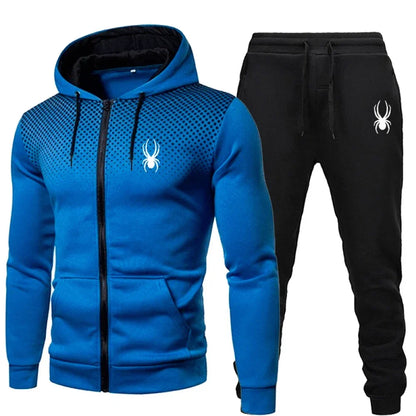 Men's Sportswear Suit – Two-Piece Jogging Outfit With Hooded Zipper Sweatshirt for Autumn Winter - ZOOMNSTORE