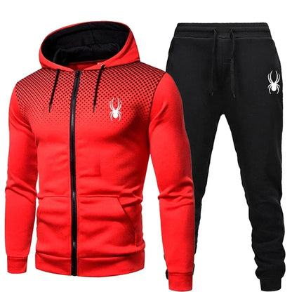 Men's Sportswear Suit – Two-Piece Jogging Outfit With Hooded Zipper Sweatshirt for Autumn Winter - ZOOMNSTORE