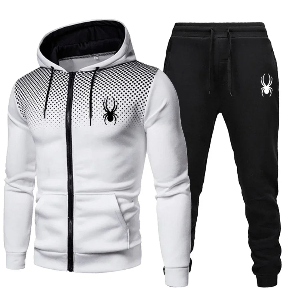 Men's Sportswear Suit – Two-Piece Jogging Outfit With Hooded Zipper Sweatshirt for Autumn Winter - ZOOMNSTORE