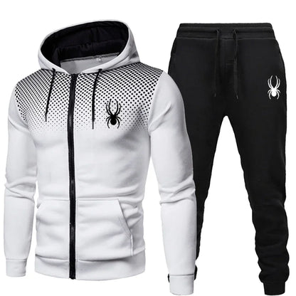Men's Sportswear Suit – Two-Piece Jogging Outfit With Hooded Zipper Sweatshirt for Autumn Winter - ZOOMNSTORE