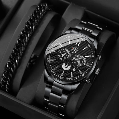 Men's Stainless Steel Watch – Quartz Wristwatch With Calendar & Luminous Hands - ZOOMNSTORE