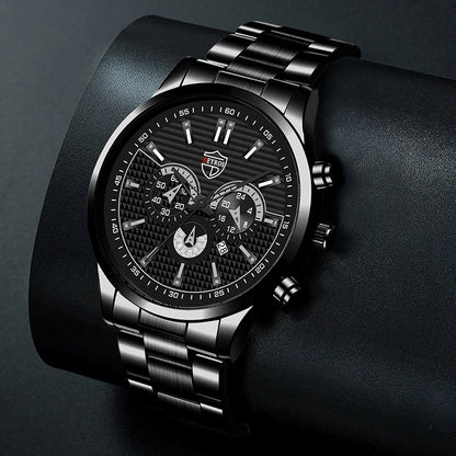 Men's Stainless Steel Watch – Quartz Wristwatch With Calendar & Luminous Hands - ZOOMNSTORE