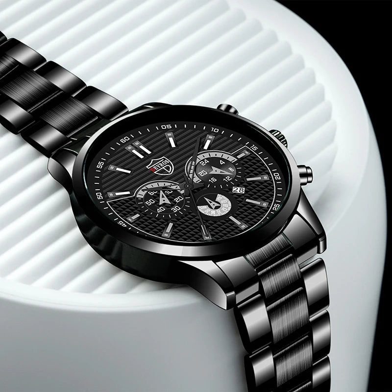 Men's Stainless Steel Watch – Quartz Wristwatch With Calendar & Luminous Hands - ZOOMNSTORE