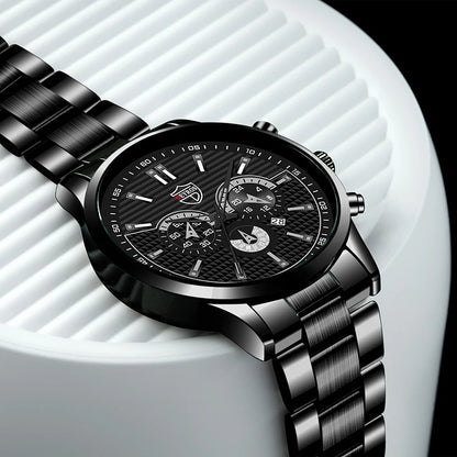 Men's Stainless Steel Watch – Quartz Wristwatch With Calendar & Luminous Hands - ZOOMNSTORE