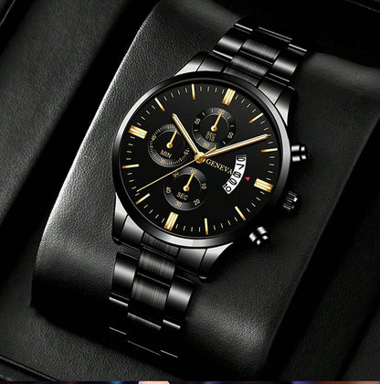 Men's Stainless Steel Watch – Quartz Wristwatch With Calendar & Luminous Hands - ZOOMNSTORE