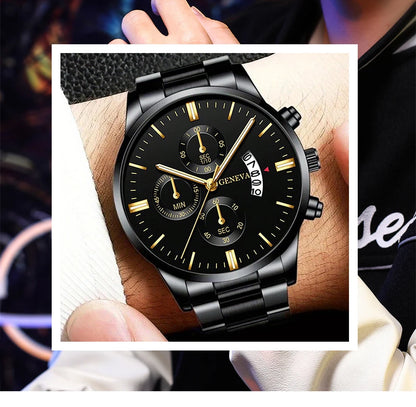 Men's Stainless Steel Watch – Quartz Wristwatch With Calendar & Luminous Hands - ZOOMNSTORE