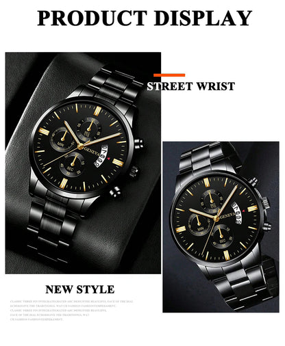 Men's Stainless Steel Watch – Quartz Wristwatch With Calendar & Luminous Hands - ZOOMNSTORE