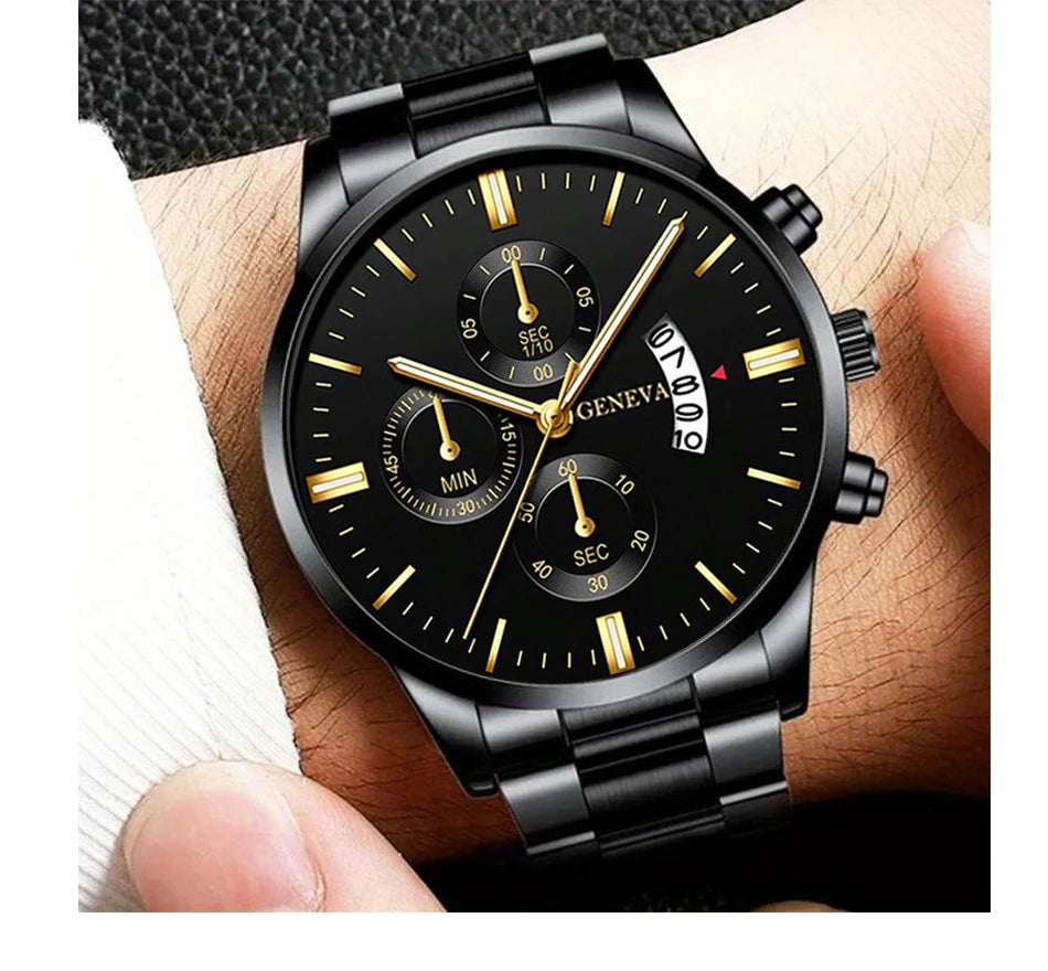 Men's Stainless Steel Watch – Quartz Wristwatch With Calendar & Luminous Hands - ZOOMNSTORE