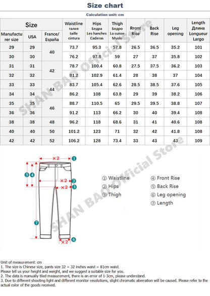Men's Straight Jeans - Business Casual Stretch Denim Pants With Badge Decoration - ZOOMNSTORE