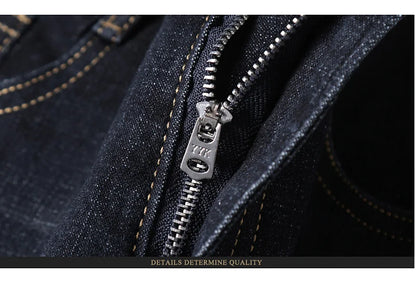 Mens Black Straight Denim Biker Jeans - Classic Business Casual Pants - ZOOMNSTORE