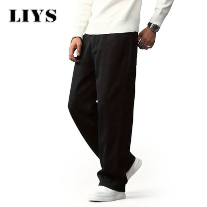 Men's Straight Jeans - Classic Black Denim Pants | Business Casual Trousers, Soft Drape Cotton Blend - ZOOMNSTORE