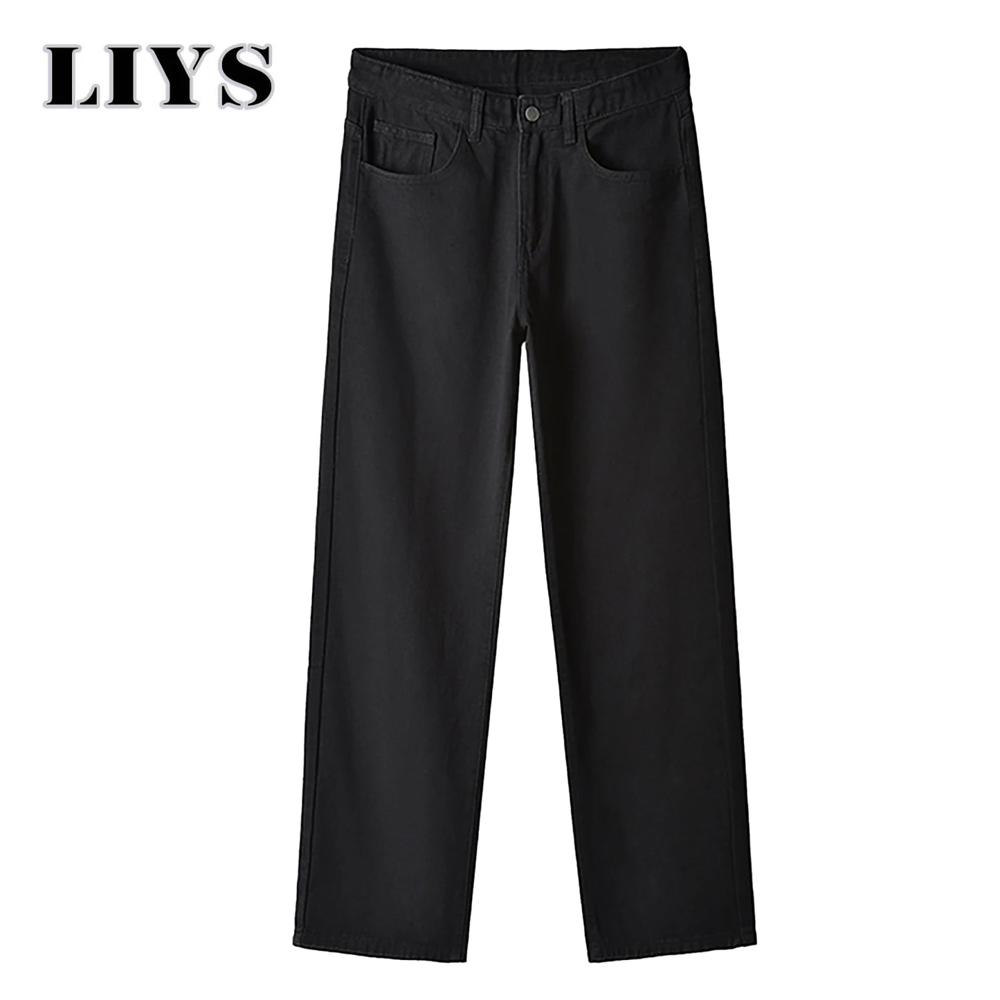 Men's Straight Jeans - Classic Black Denim Pants | Business Casual Trousers, Soft Drape Cotton Blend - ZOOMNSTORE