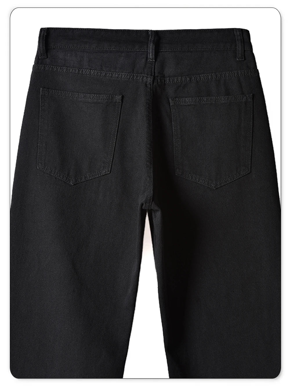 Men's Straight Jeans - Classic Black Denim Pants | Business Casual Trousers, Soft Drape Cotton Blend - ZOOMNSTORE