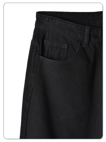 Men's Straight Jeans - Classic Black Denim Pants | Business Casual Trousers, Soft Drape Cotton Blend - ZOOMNSTORE