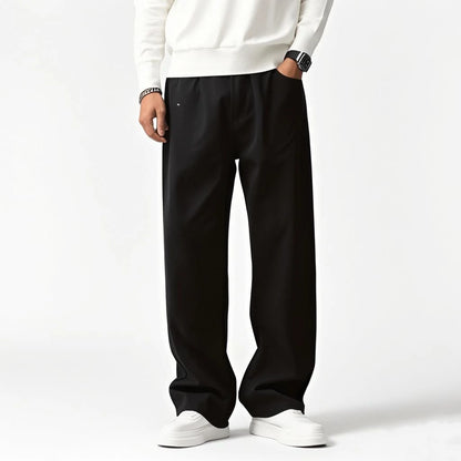 Men's Straight Jeans - Classic Black Denim Pants | Business Casual Trousers, Soft Drape Cotton Blend - ZOOMNSTORE