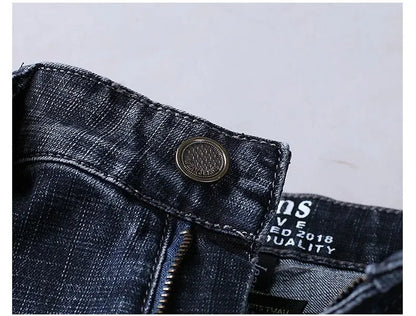 Wthinlee New Business Men's Jeans fleece Casual Straight Stretch Fashion Classic Blue Black Work Denim Trousers Male  Clothing - ZOOMNSTORE