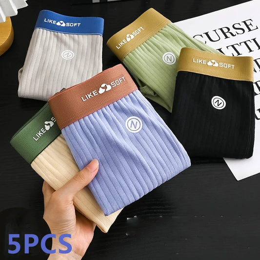 Men's Striped Boxer Shorts - Comfortable Knit Polyester Elastane Boxers for Daily Wear - ZOOMNSTORE