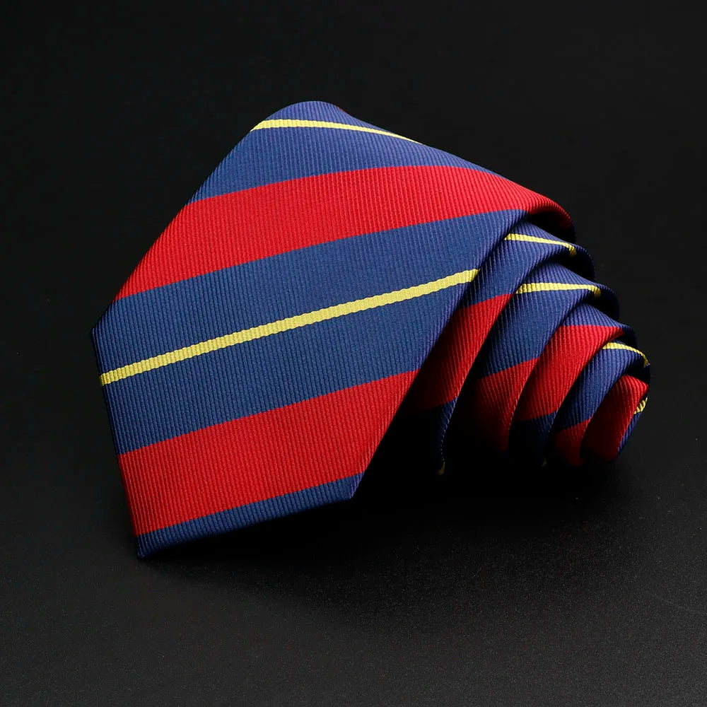 Classic Stripe Mens Tie - Jacquard Necktie in Red Blue Green for Daily Wear and Weddings - ZOOMNSTORE