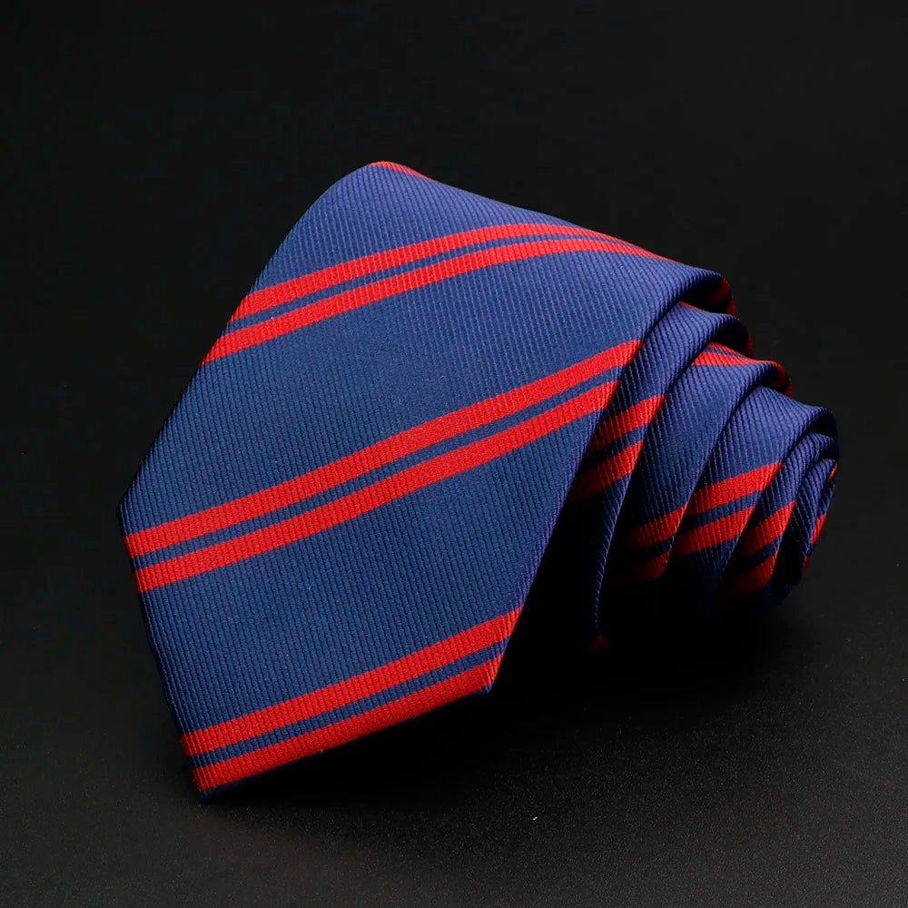 Classic Stripe Mens Tie - Jacquard Necktie in Red Blue Green for Daily Wear and Weddings - ZOOMNSTORE