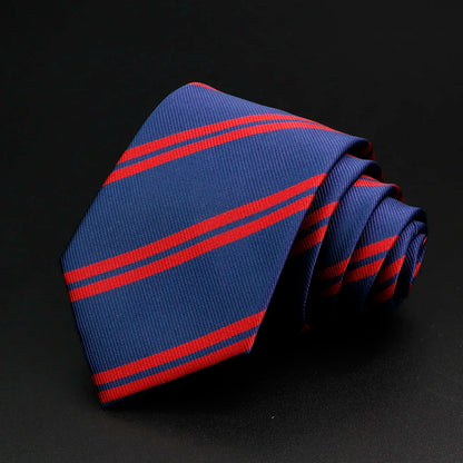 Classic Stripe Mens Tie - Jacquard Necktie in Red Blue Green for Daily Wear and Weddings - ZOOMNSTORE