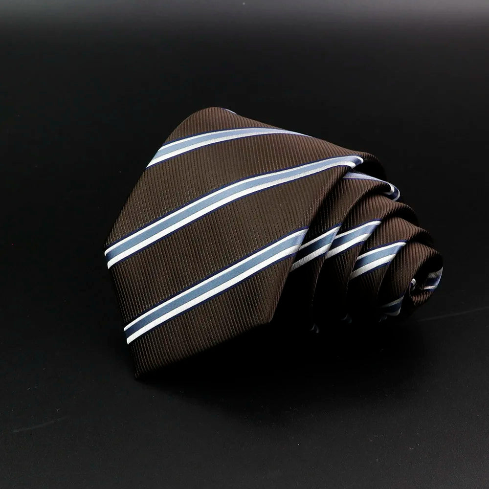 Classic Stripe Mens Tie - Jacquard Necktie in Red Blue Green for Daily Wear and Weddings - ZOOMNSTORE