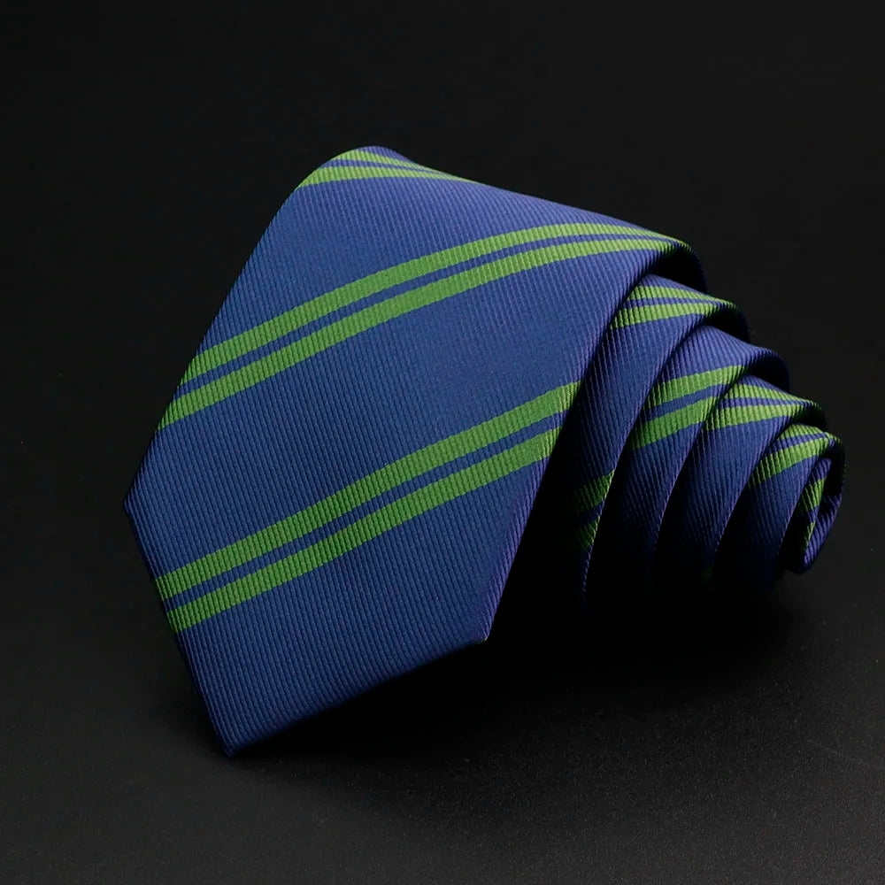 Classic Stripe Mens Tie - Jacquard Necktie in Red Blue Green for Daily Wear and Weddings - ZOOMNSTORE