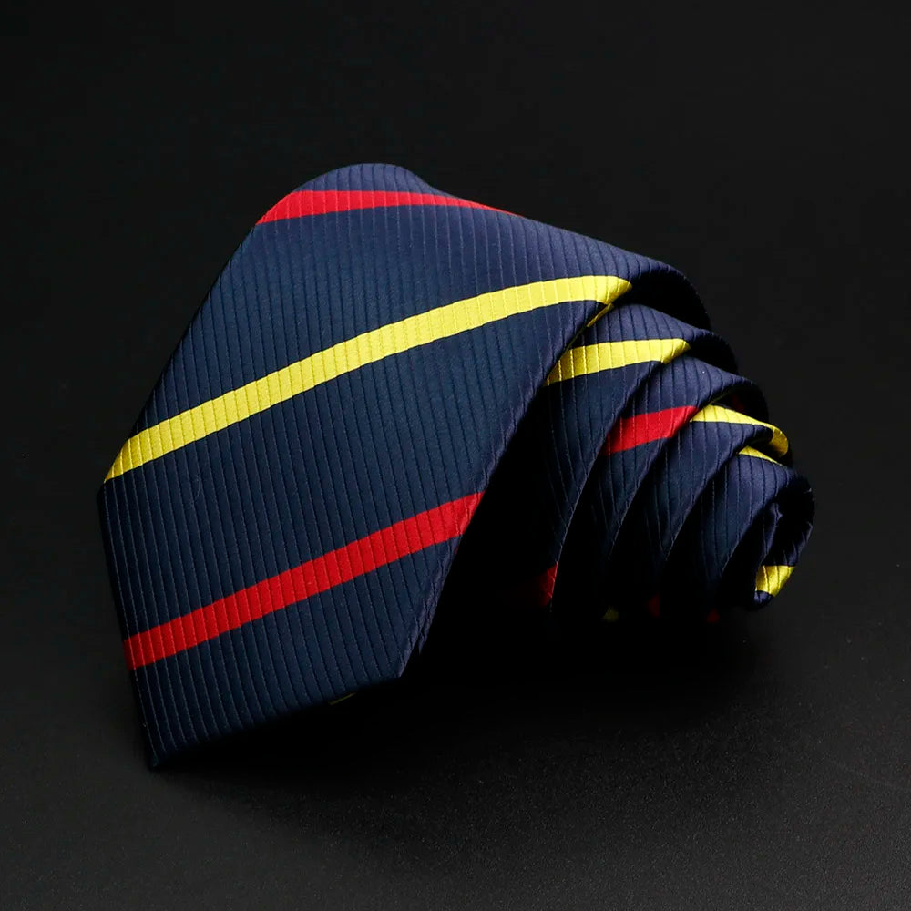 Classic Stripe Mens Tie - Jacquard Necktie in Red Blue Green for Daily Wear and Weddings - ZOOMNSTORE