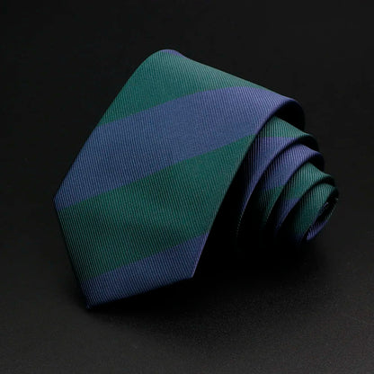 Classic Stripe Mens Tie - Jacquard Necktie in Red Blue Green for Daily Wear and Weddings - ZOOMNSTORE