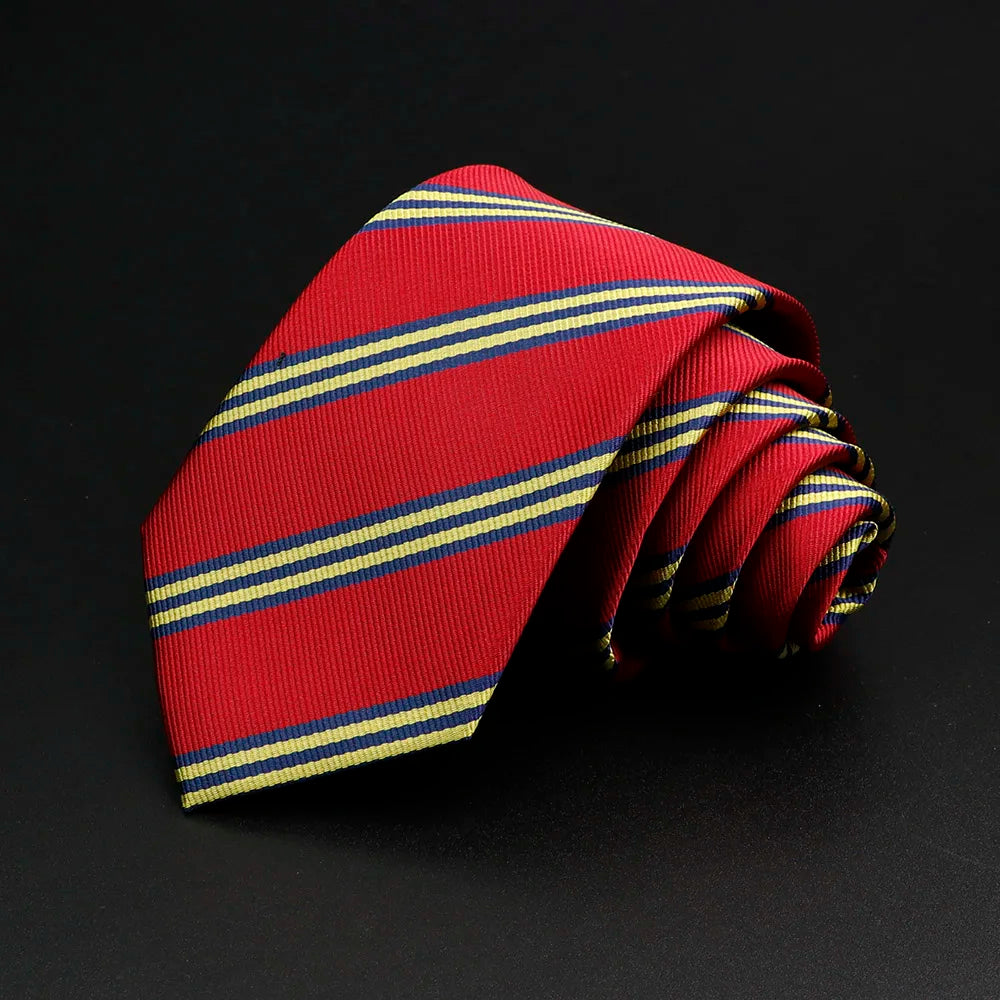 Classic Stripe Mens Tie - Jacquard Necktie in Red Blue Green for Daily Wear and Weddings - ZOOMNSTORE