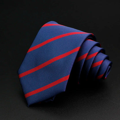 Classic Stripe Mens Tie - Jacquard Necktie in Red Blue Green for Daily Wear and Weddings - ZOOMNSTORE