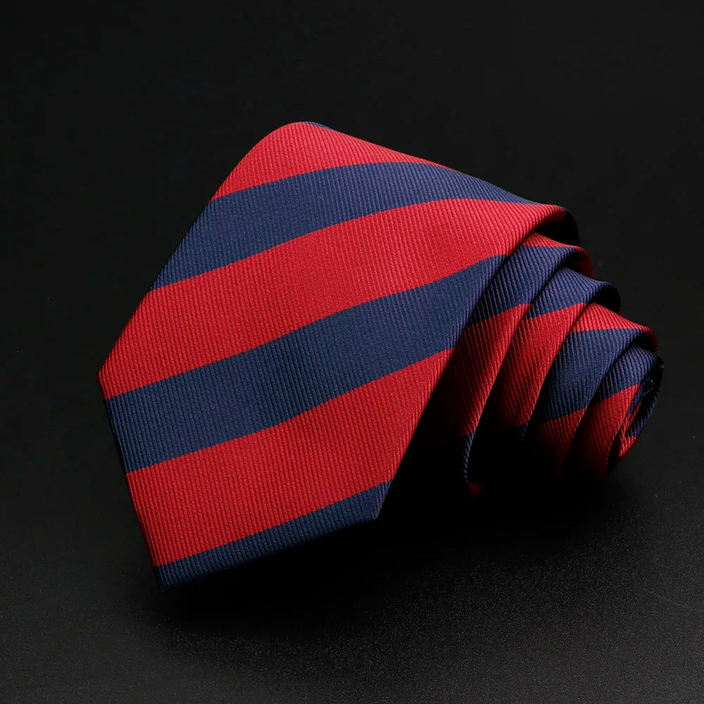 Classic Stripe Mens Tie - Jacquard Necktie in Red Blue Green for Daily Wear and Weddings - ZOOMNSTORE