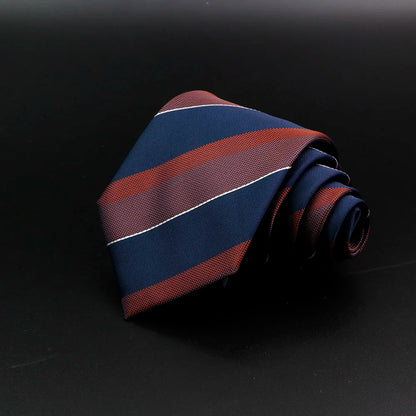 Classic Stripe Mens Tie - Jacquard Necktie in Red Blue Green for Daily Wear and Weddings - ZOOMNSTORE
