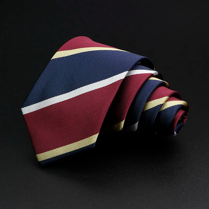 Classic Stripe Mens Tie - Jacquard Necktie in Red Blue Green for Daily Wear and Weddings - ZOOMNSTORE