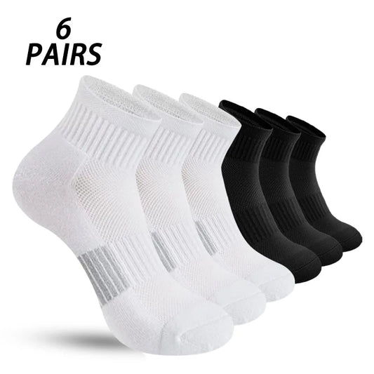 Men's Striped Socks - 6 Pairs Mid-Calf Business Style Vertical Striped Breathable Socks - ZOOMNSTORE