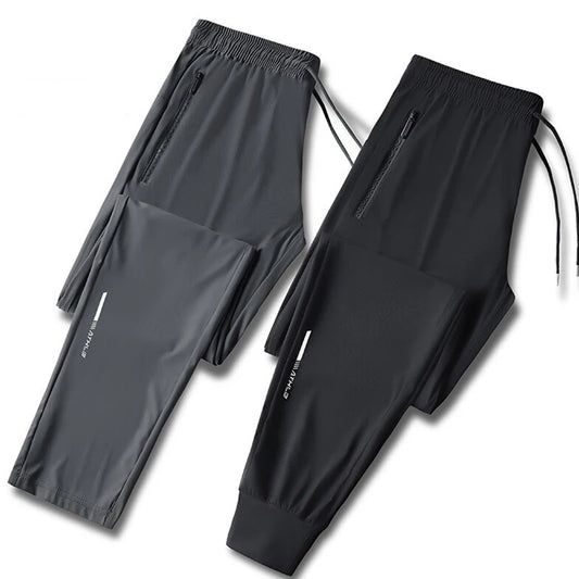 Mens Ice Silk Summer Pants - Slim Fit Quick Dry Loose Casual Running Trousers - ZOOMNSTORE