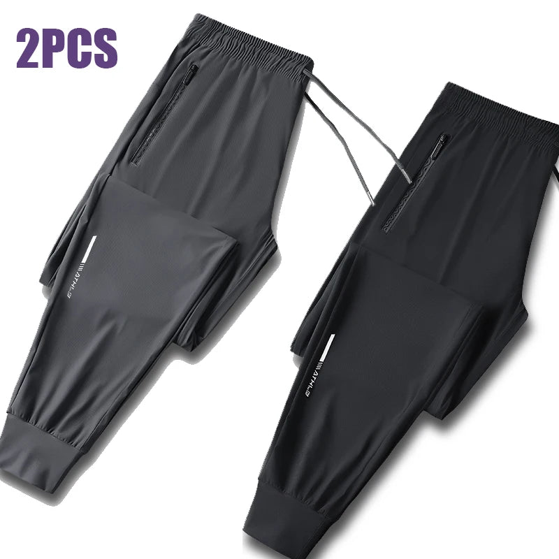 Mens Ice Silk Summer Pants - Slim Fit Quick Dry Loose Casual Running Trousers - ZOOMNSTORE