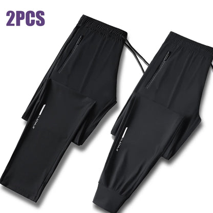 Mens Ice Silk Summer Pants - Slim Fit Quick Dry Loose Casual Running Trousers - ZOOMNSTORE