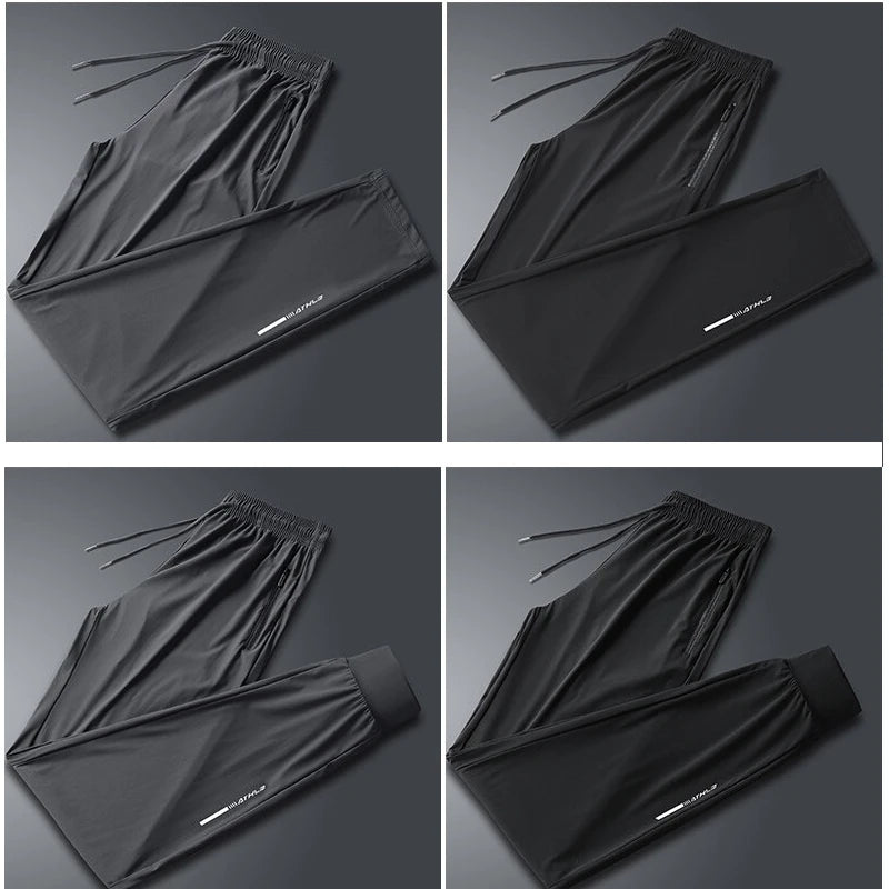 Mens Ice Silk Summer Pants - Slim Fit Quick Dry Loose Casual Running Trousers - ZOOMNSTORE