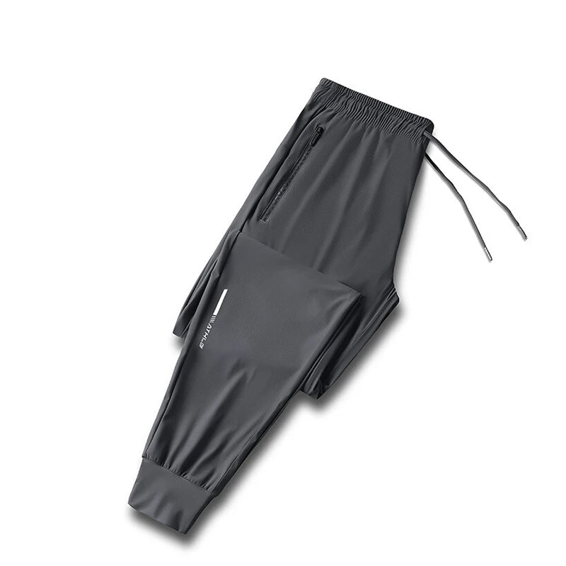 Mens Ice Silk Summer Pants - Slim Fit Quick Dry Loose Casual Running Trousers - ZOOMNSTORE