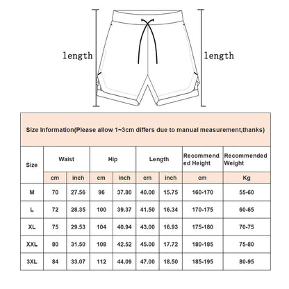 Mens Quick-Dry 2-in-1 Summer Shorts - Casual Fitness Jogging Bottoms - ZOOMNSTORE