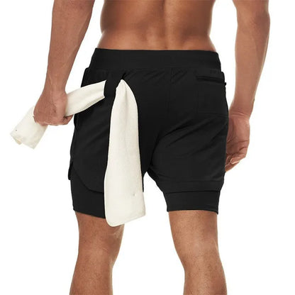 Mens Quick-Dry 2-in-1 Summer Shorts - Casual Fitness Jogging Bottoms - ZOOMNSTORE